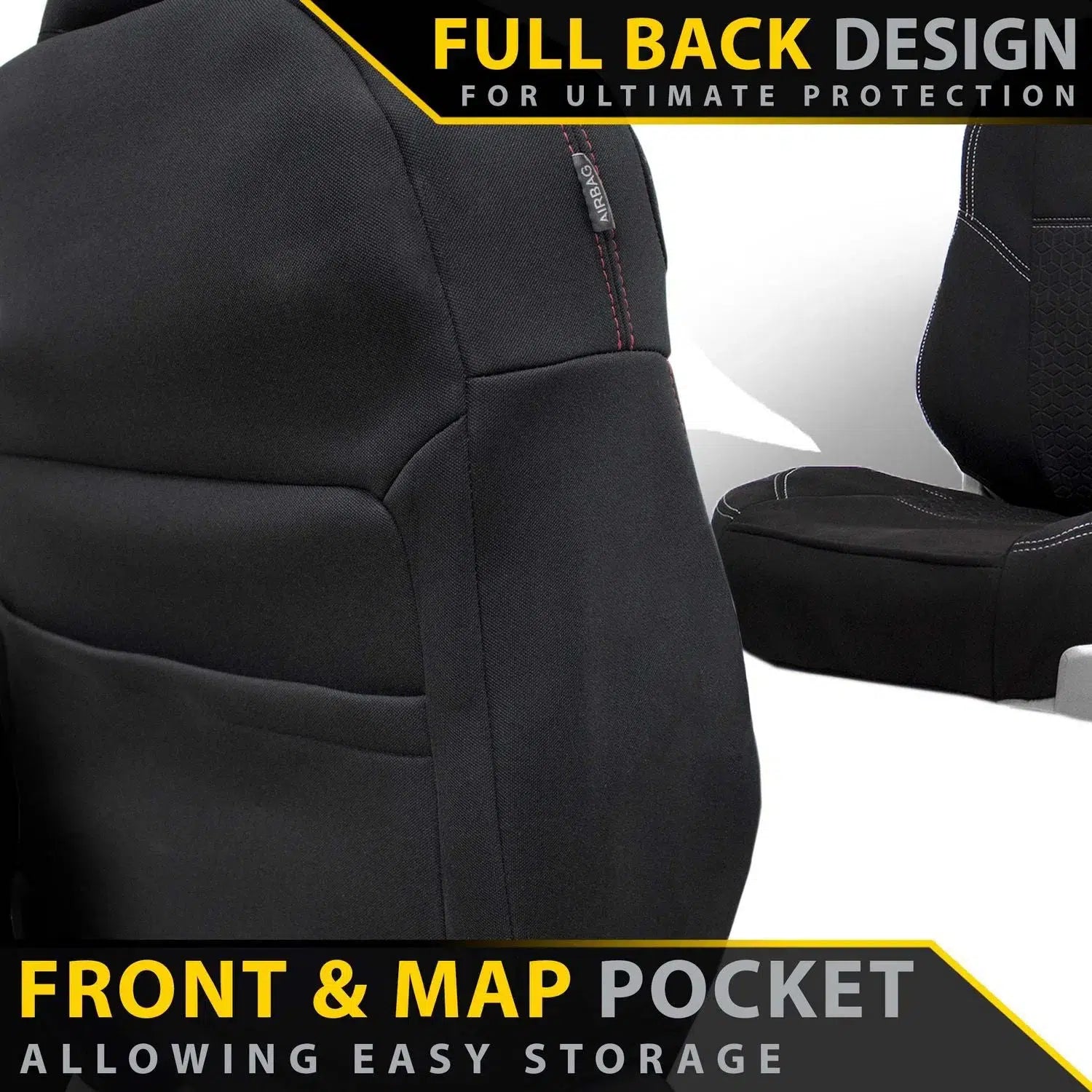 Toyota HiLux 7th Gen (STD SEAT) Premium Neoprene 2x Front Seat Covers (Made to Order)