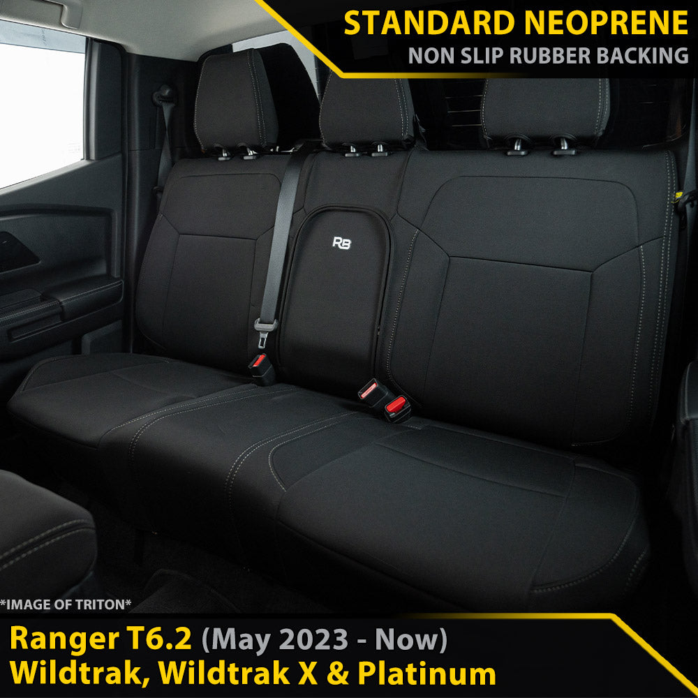 Ford Next-Gen Ranger T6.2 Wildtrak, Wildtrak X & Platinum Neoprene Rear Row Seat Covers (In Stock)