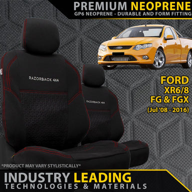 Ford Falcon XR6/8 FG & FGX GP6 Premium Neoprene 2x Front Seat Covers (Made to Order)-Razorback 4x4