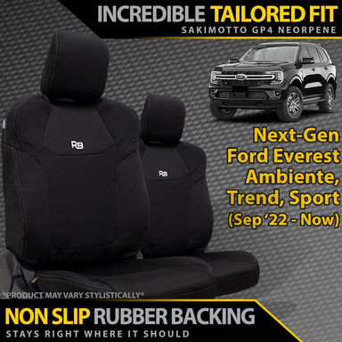 Ford Next-Gen Everest Neoprene 2x Front Row Seat Covers (Available)-Razorback 4x4