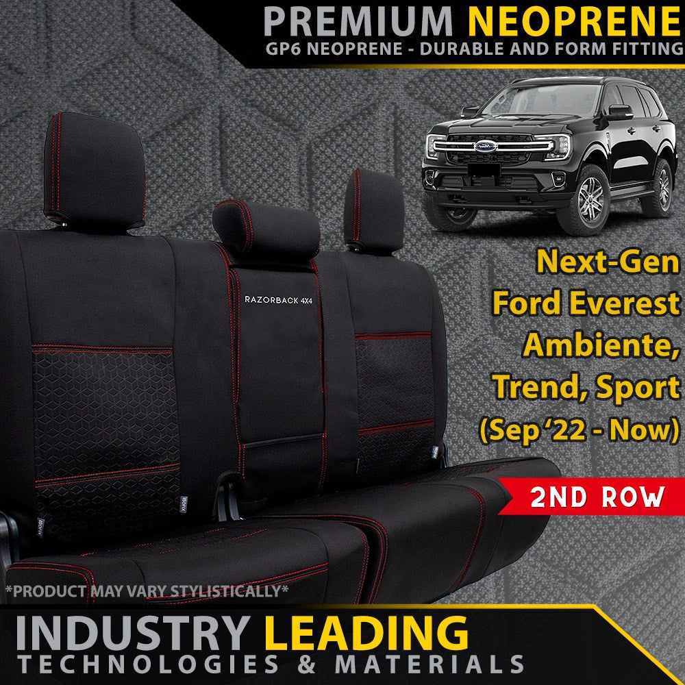 Ford Next-Gen Everest Ambiente, Trend & Sport Premium Neoprene 2nd Row Seat Covers (Made to Order)