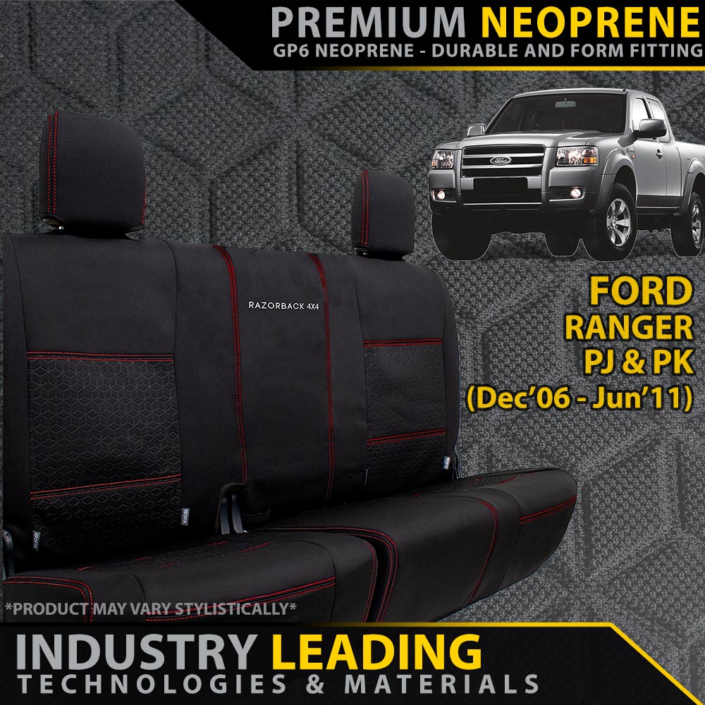 Ford Ranger PJ/PK Premium Neoprene 100% Rear Bench Covers (Made to Order)-Razorback 4x4