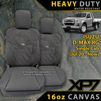 Isuzu D-MAX RG Single Cab Heavy Duty XP7 Canvas 2x Front Seat Covers (Available)-Razorback 4x4