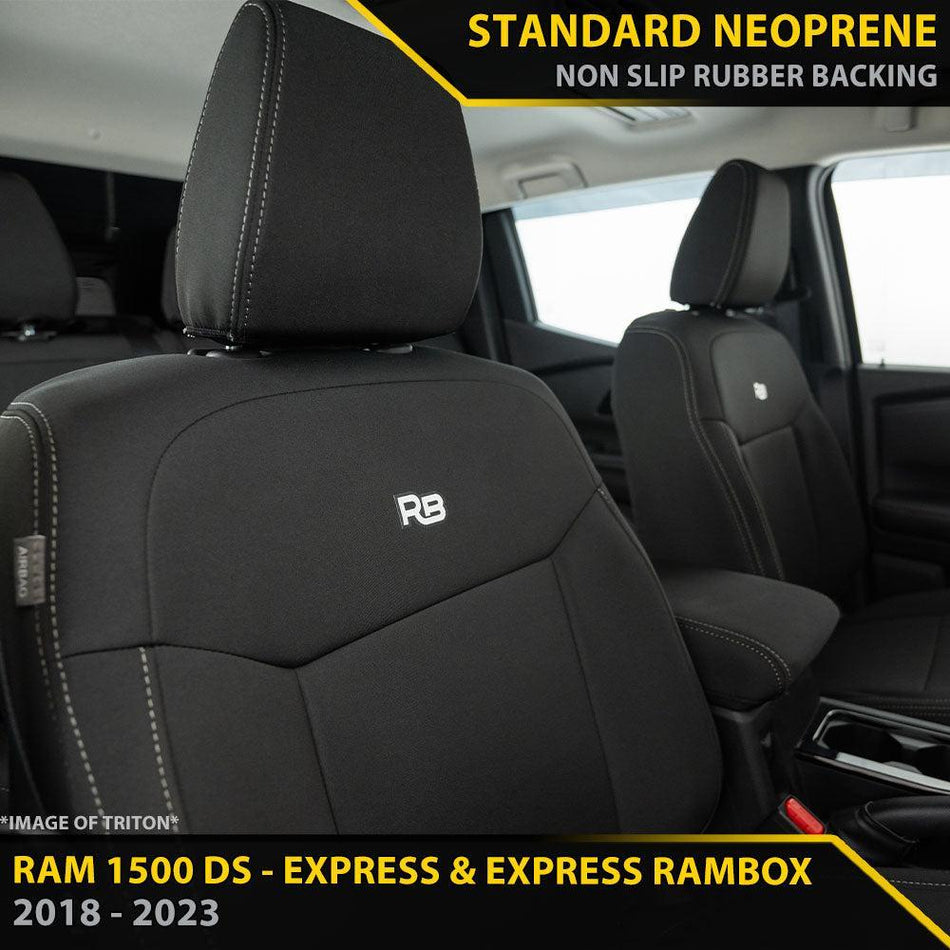 Dodge Ram 1500 DS Express & Express RamBox GP4 Neoprene 2x Front Seat Covers (Made to Order)-Razorback 4x4