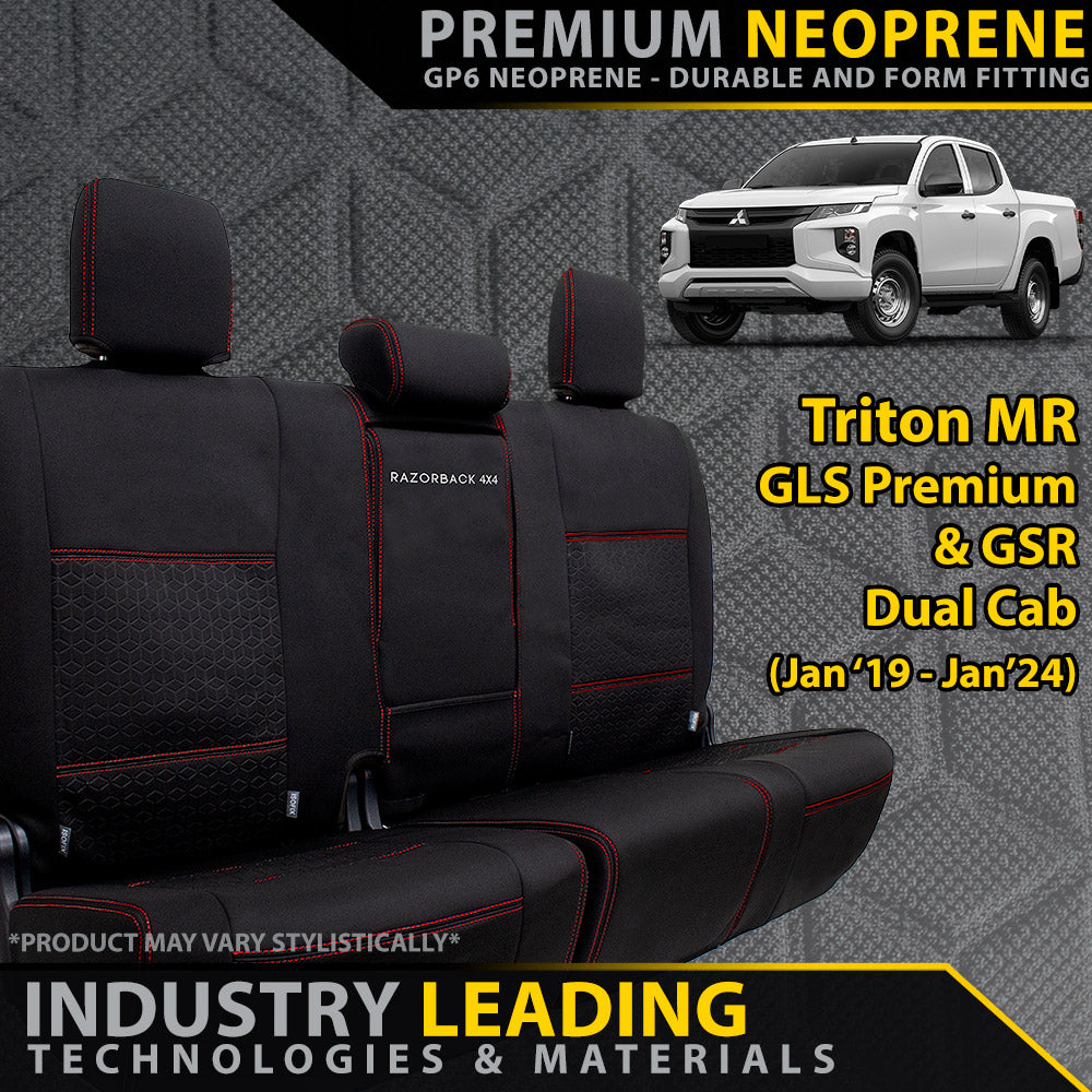 Mitsubishi Triton MR GLS Premium & GSR Premium Neoprene Rear Row Seat Covers (Made to Order)