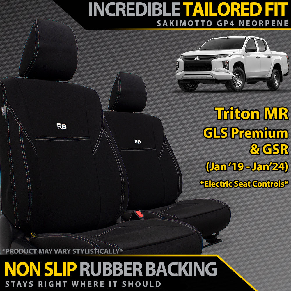 Mitsubishi Triton MR GLS Premium & GSR Neoprene 2x Front Row Seat Covers (Made to Order)