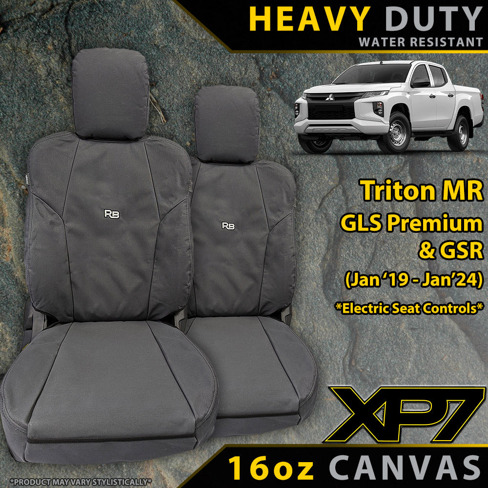 Mitsubishi Triton MR GLS Premium & GSR XP7 Heavy Duty Canvas 2x Front Row Seat Covers (Made to Order)
