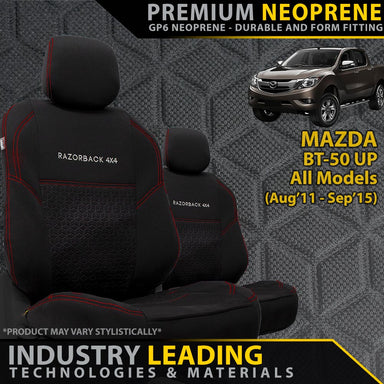 Mazda BT-50 UP Premium Neoprene 2x Front Seat Covers (Made to Order)-Razorback 4x4