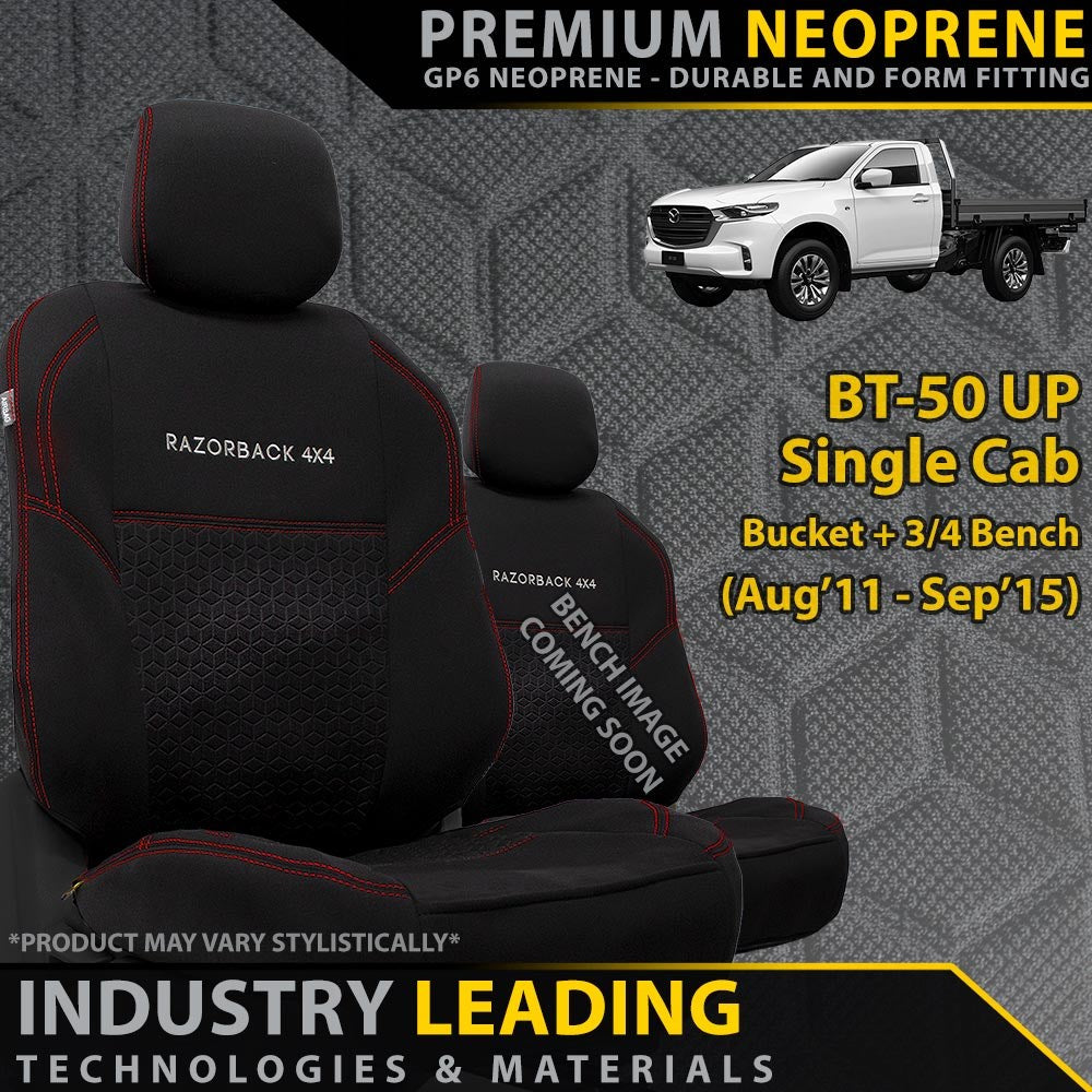 Mazda BT-50 UP Premium Neoprene Bucket + 3/4 Bench Seat Covers (Made to Order)-Razorback 4x4