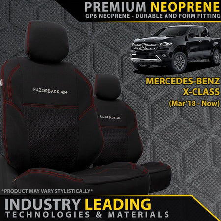 Mercedes-Benz X-Class Premium Neoprene 2x Front Seat Covers (Made to Order)-Razorback 4x4
