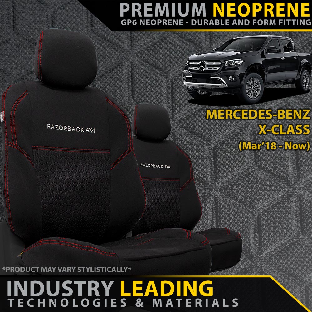 Mercedes-Benz X-Class Premium Neoprene 2x Front Seat Covers (Made to Order)-Razorback 4x4