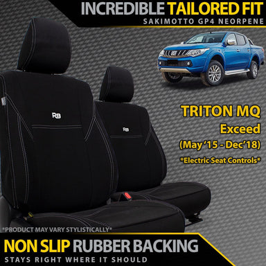 Mitsubishi Triton MQ (Leather Seats) Neoprene 2x Front Row Seat Covers (Made to Order)-Razorback 4x4