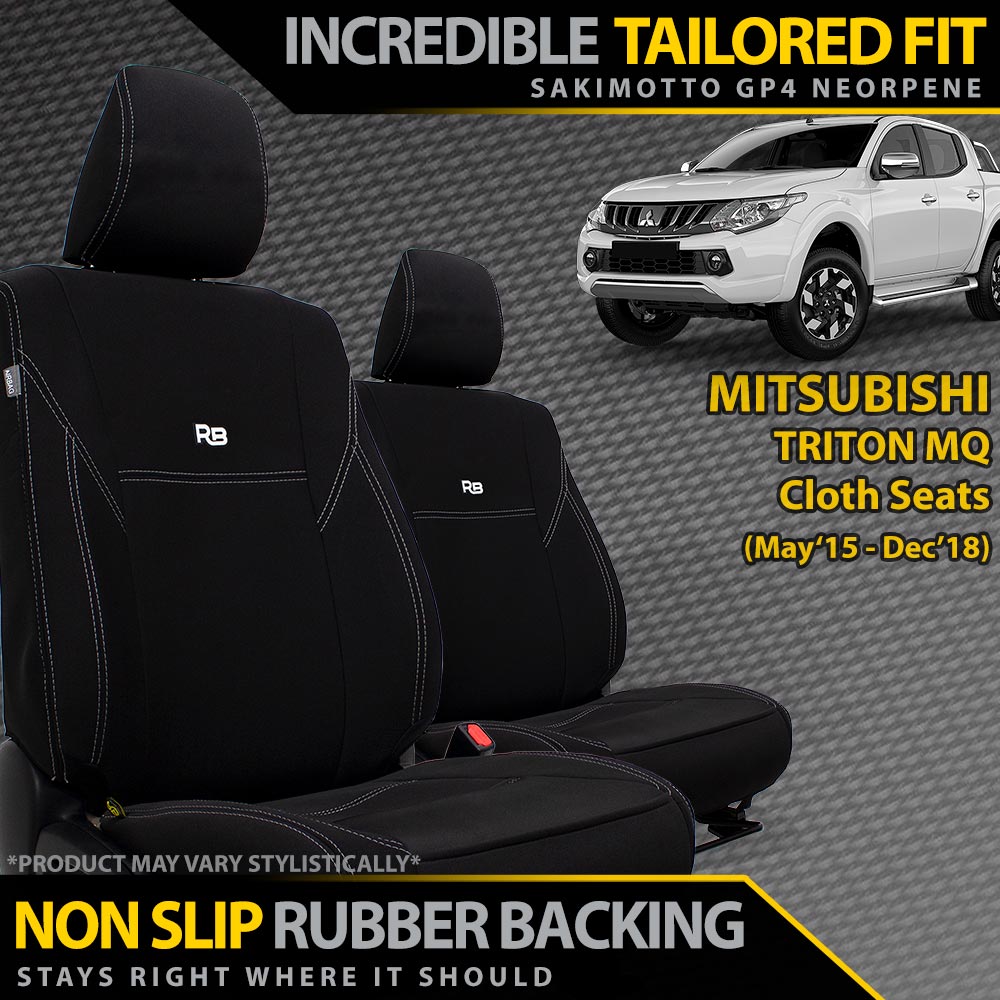 Mitsubishi Triton MQ Neoprene 2x Front Row Seat Covers W/O Pockets (In Stock)-Razorback 4x4