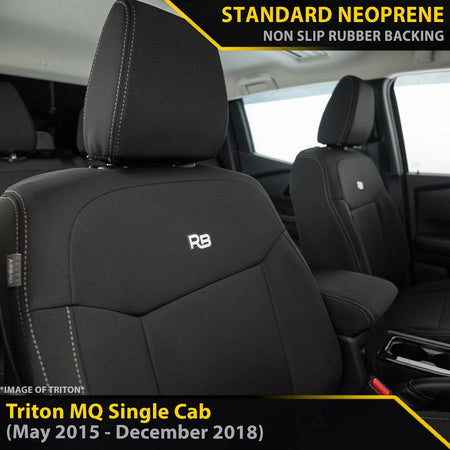 Mitsubishi Triton MQ Single Cab GP4 Neoprene 2x Front Row Seat Covers (Made to Order)-Razorback 4x4