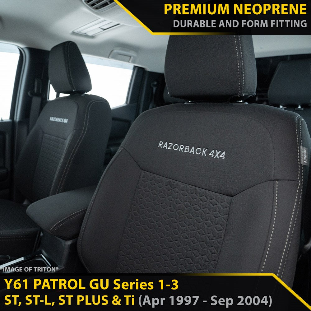 Nissan Patrol GU Wagon Series 1-3 ST, ST-L, ST Plus & Ti GP6 Premium Neoprene 2x Front Seat Covers (Made to Order)