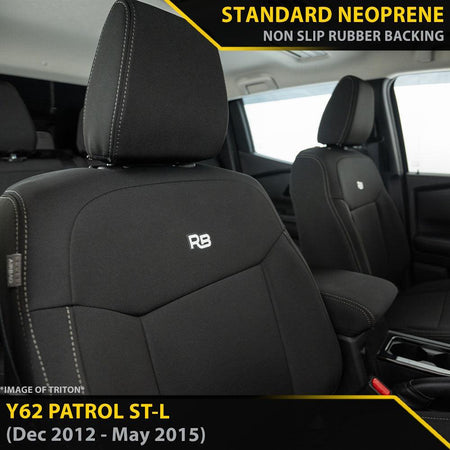 Nissan Patrol Y62 ST-L Neoprene 2x Front Row Seat Covers (In Stock)-Razorback 4x4