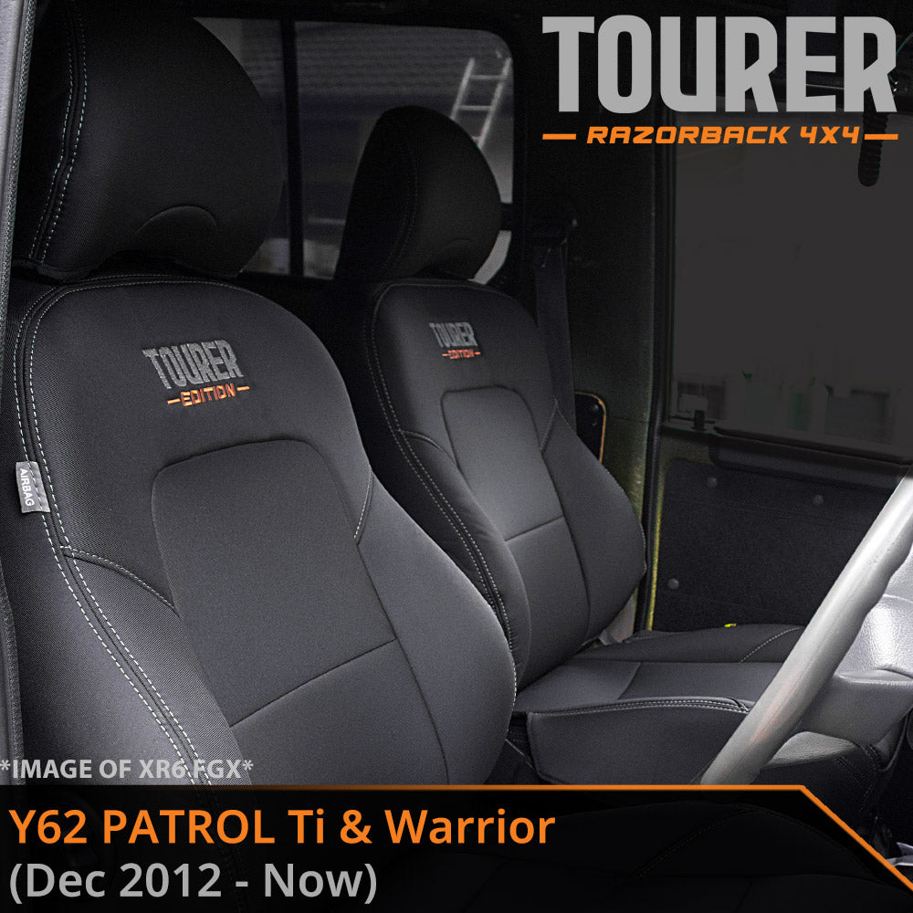 Nissan Patrol Y62 Ti & Warrior GP9 Tourer 2x Front Row Seat Covers (Made to Order)