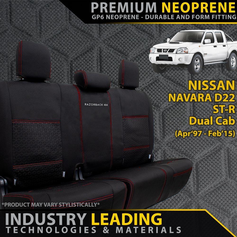 Nissan Navara D22 ST-R Premium Neoprene Rear Row Seat Covers (Made to Order)-Razorback 4x4