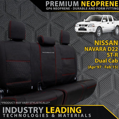 Nissan Navara D22 ST-R Premium Neoprene Rear Row Seat Covers (Made to Order)-Razorback 4x4