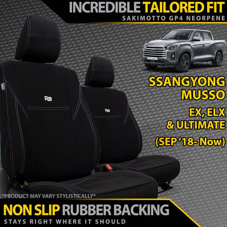 SsangYong Musso Neoprene 2x Front Row Seat Covers (Made to Order)-Razorback 4x4