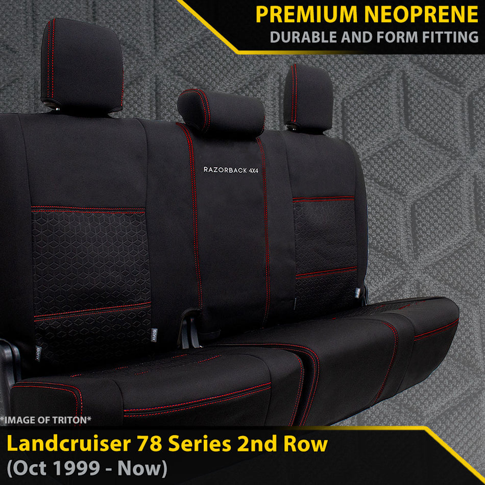 Toyota Landcruiser 78 Series Premium Neoprene Rear Row Seat Covers (Made to Order)-Razorback 4x4