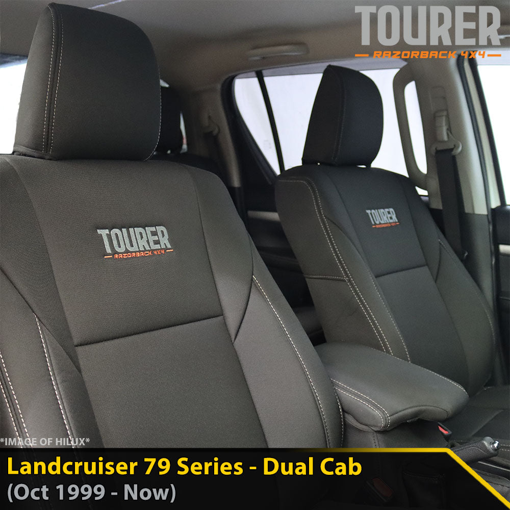 Toyota Landcruiser 79 Series Dual Cab Tourer 2x Front Row Seat Covers (Made to Order)-Razorback 4x4