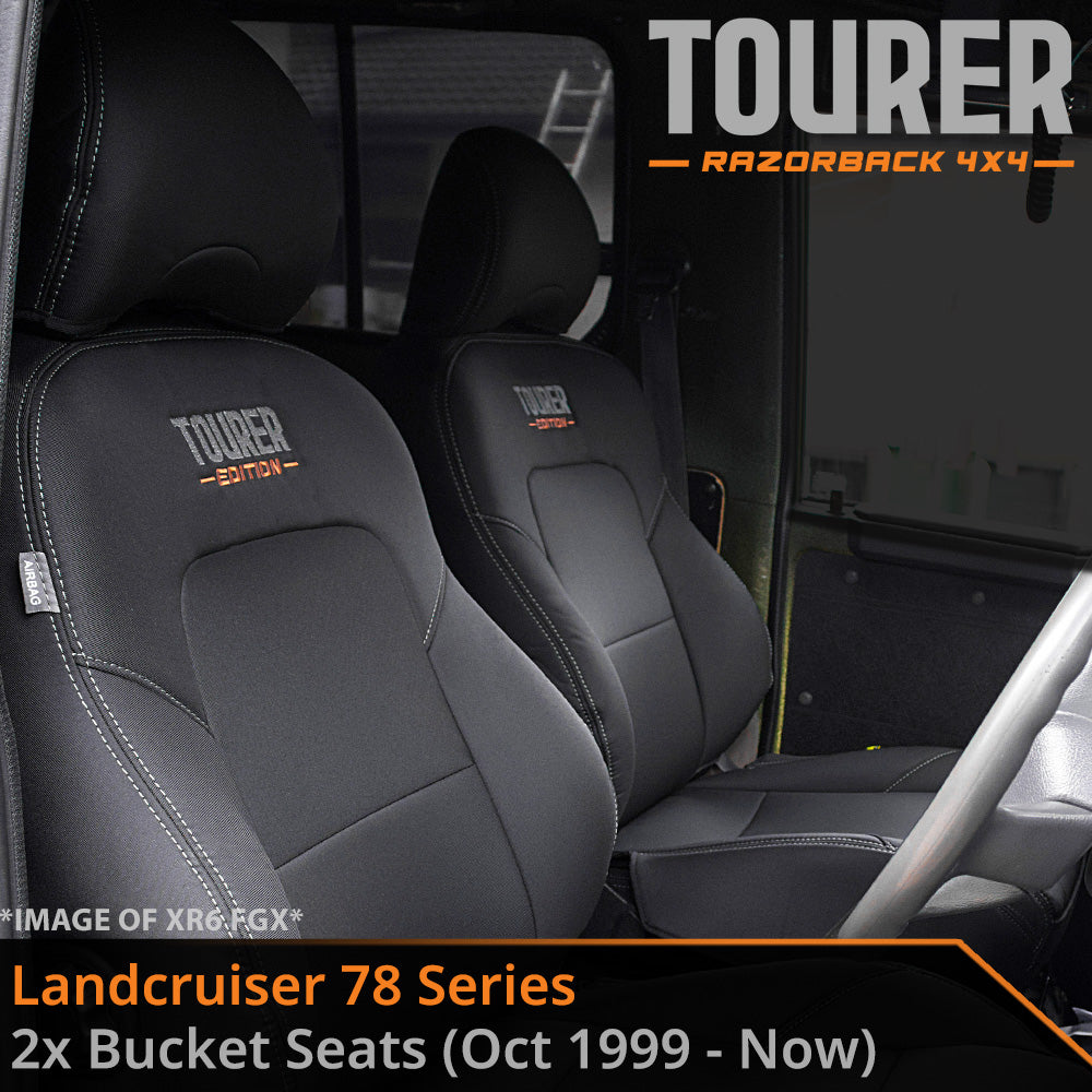 Toyota LC 78 Series 2x Bucket Seats Tourer 2x Front Row Seat Covers (Made to Order)