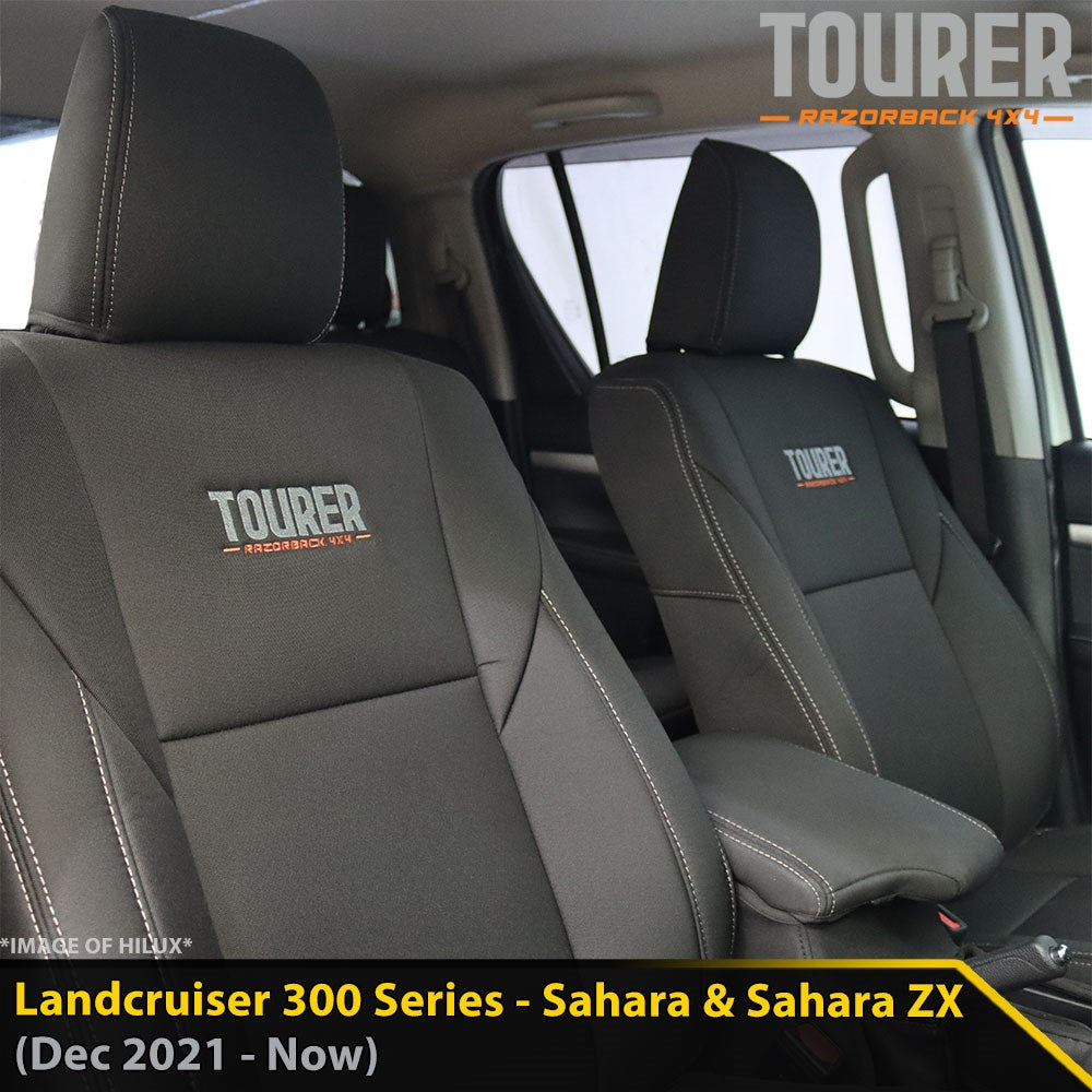 Toyota Landcruiser 300 Series Sahara/Sahara ZX GP9 Tourer 2x Front Seat Covers (Made to Order)-Razorback 4x4