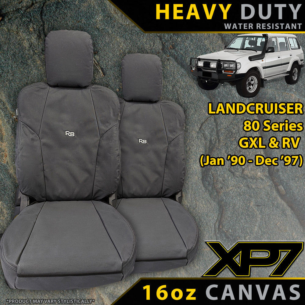 Toyota Landcruiser 80 Series GXL & RV Heavy Duty XP7 Canvas 2x Front Seat Covers (In Stock)