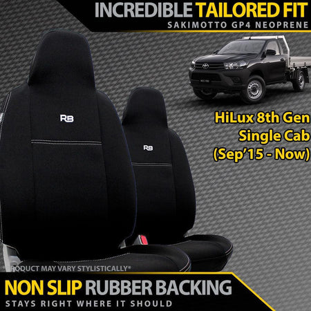 Toyota Hilux 8th Gen Single Cab Neoprene 2x Front Seat Covers (Available)-Razorback 4x4