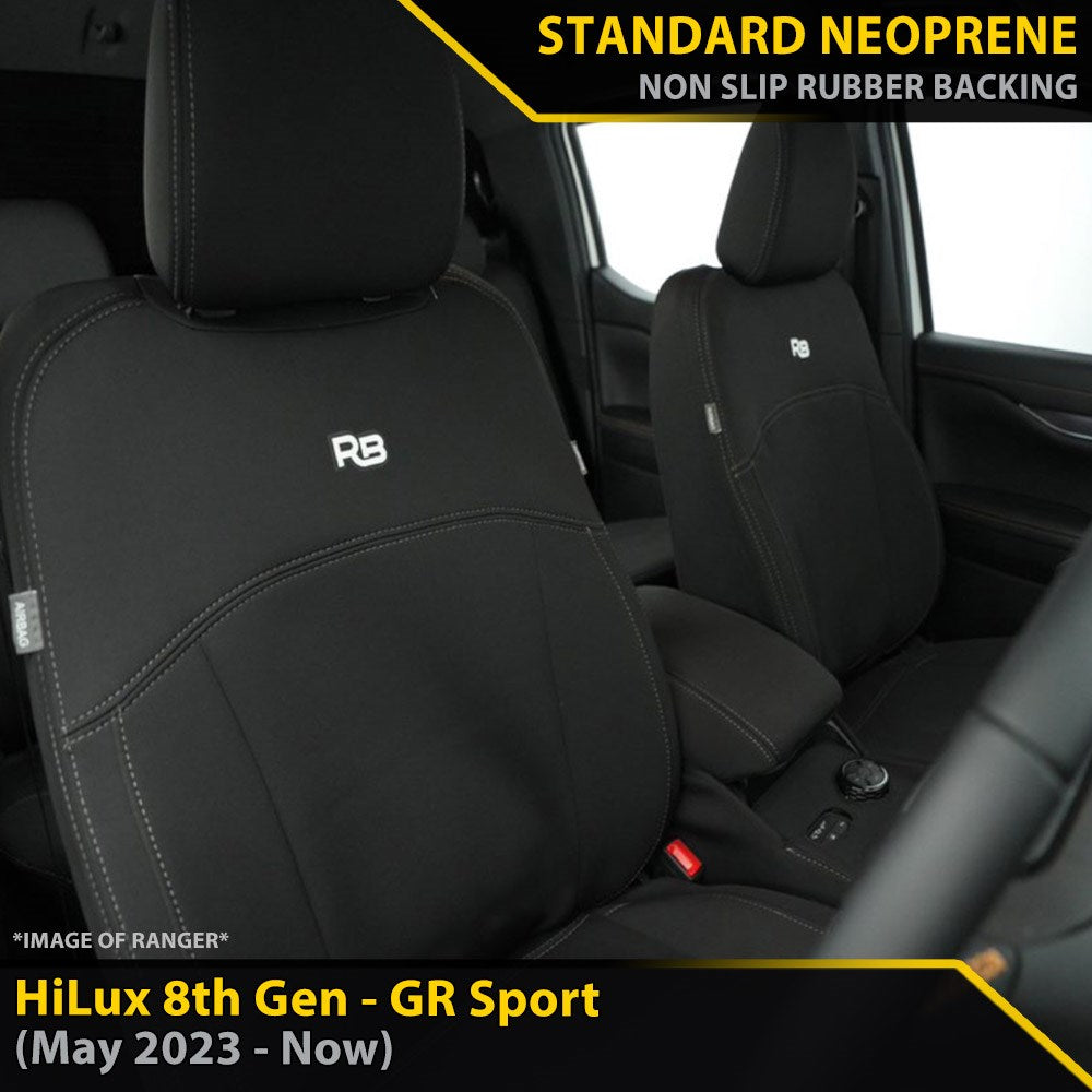 Toyota HiLux 8th Gen GR Sport GP4 Neoprene 2x Front Seat Covers (Made to Order)-Razorback 4x4