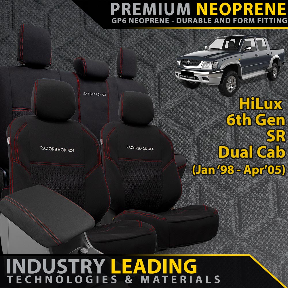 Toyota Hilux 6th Gen SR Premium Neoprene Bundle (Front, Rear + Console Lid)(Made to Order)-Razorback 4x4