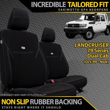 Toyota LC 79 Series Dual Cab Neoprene 2x Front Seat Covers (Available)-Razorback 4x4