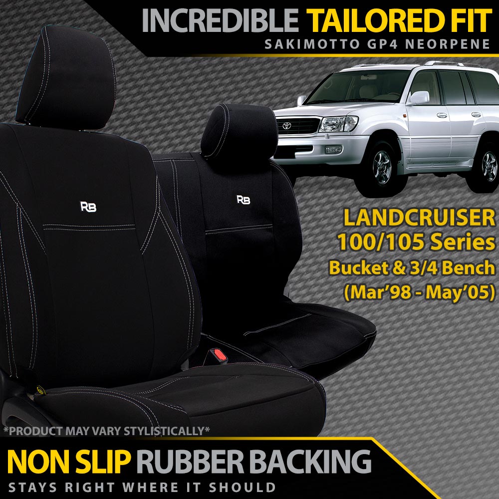 Toyota Landcruiser 100/105 Series Standard Neoprene Bucket & 3/4 Bench Seat Covers (Made to Order)