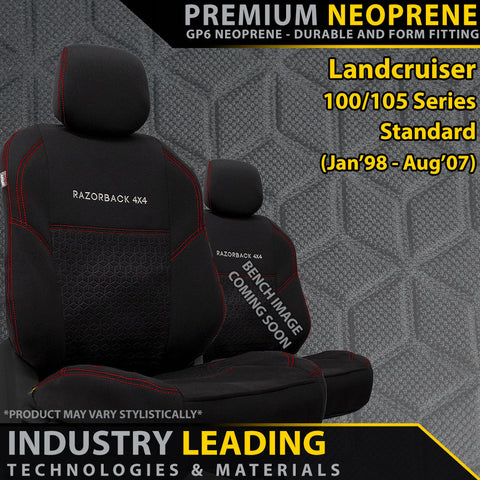 Toyota Landcruiser 100/105 Series Standard - Premium Neoprene 2x Front Row Seat Covers (Made to Order)-Razorback 4x4