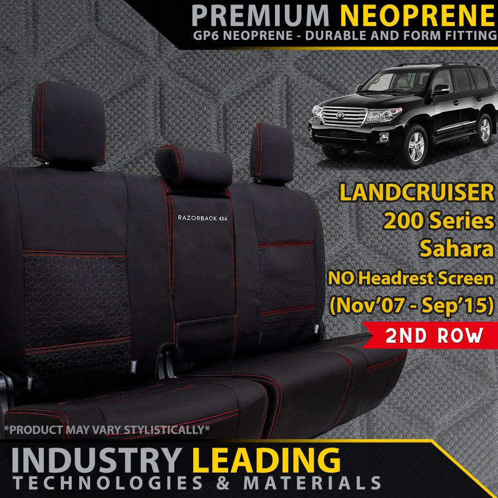 Toyota Landcruiser 200 Series Sahara (Pre Facelift) Premium Neoprene 2nd Row Seat Covers (Made to Order)