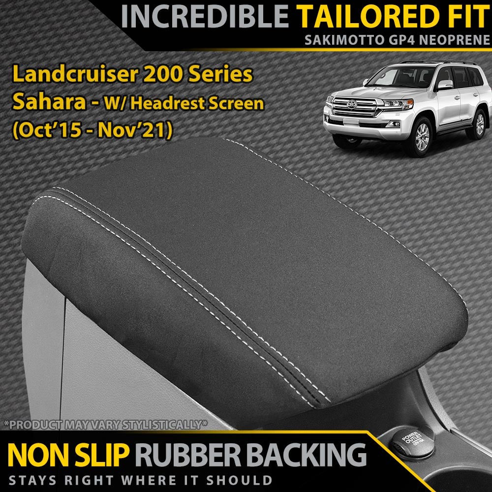 Toyota Landcruiser 200 Series Sahara W/Headrest Screen Neoprene Armrest Console Lid (In Stock)