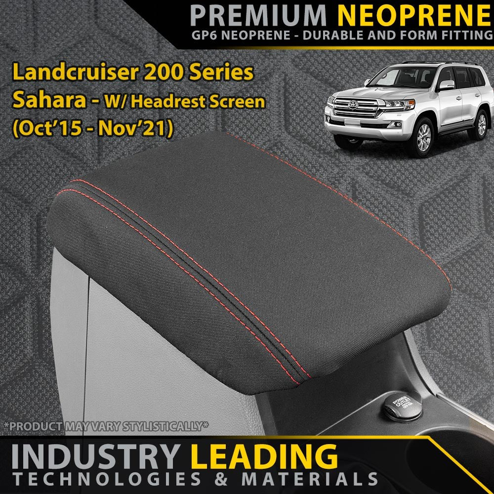 Toyota Landcruiser 200 Series Sahara W/Headrest Screen Premium Neoprene Console Lid (Made to Order)