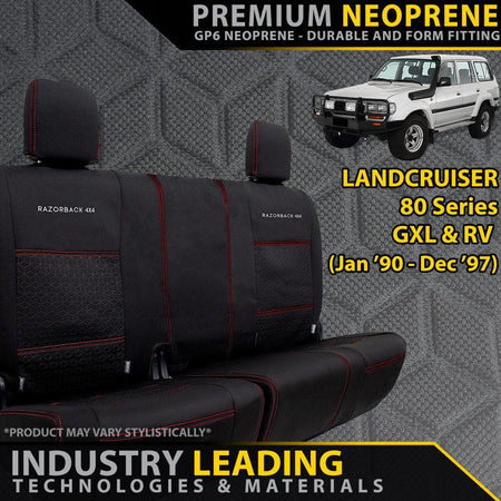 Toyota Landcruiser 80 Series GXL & RV Premium Neoprene 2nd Row 50/50 Split (Made to Order)-Razorback 4x4