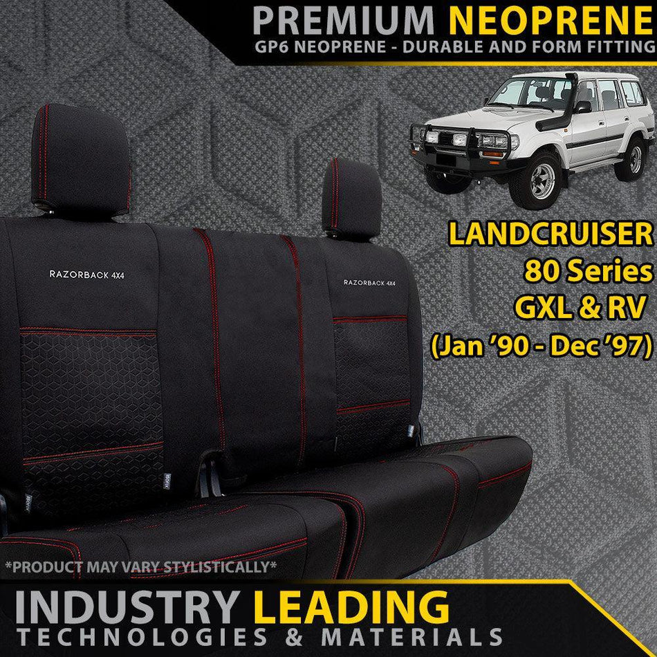 Toyota Landcruiser 80 Series GXL & RV Premium Neoprene 2nd Row 50/50 Split (Made to Order)-Razorback 4x4