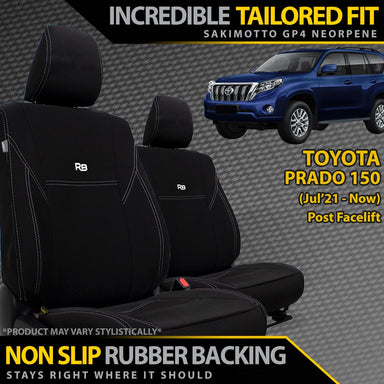 Toyota Prado 150 (July 21+) Neoprene 2x Front Seat Covers (Available)-Razorback 4x4