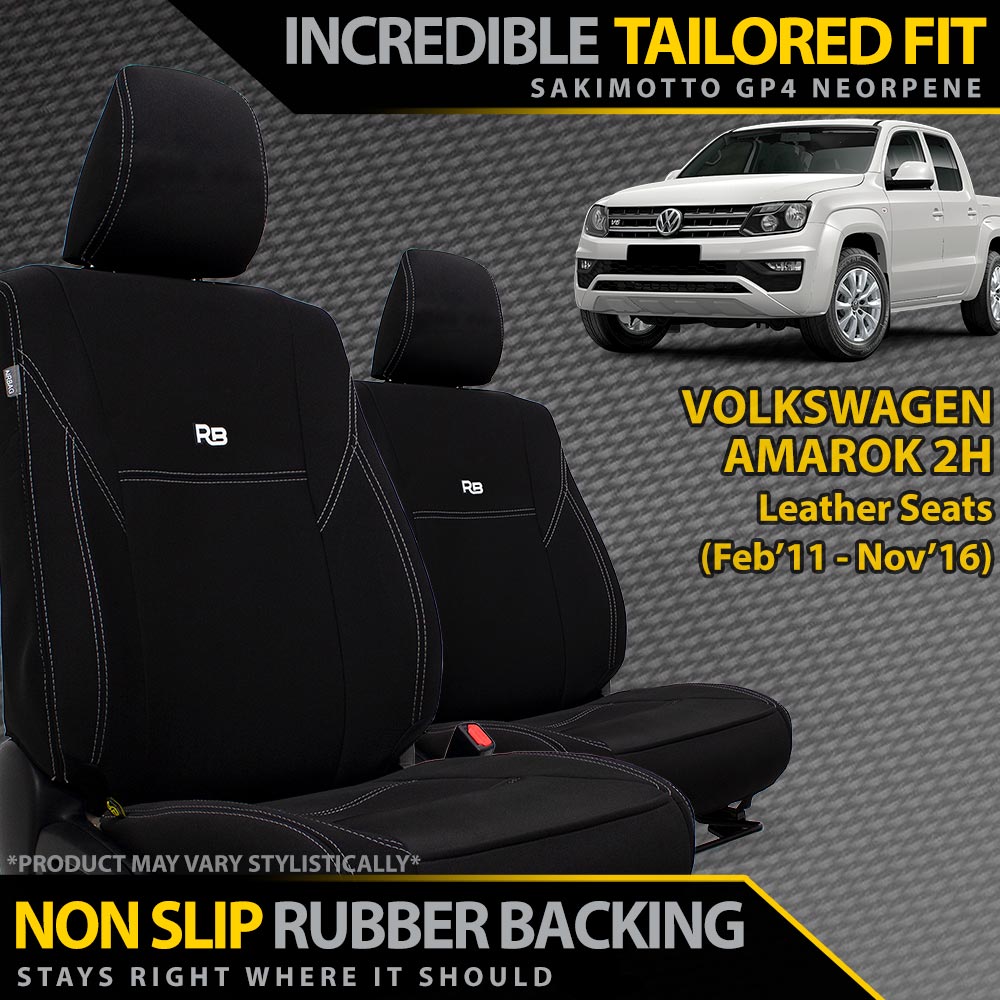Volkswagen Amarok 2H (Leather Seats) Neoprene 2x Front Row Seat Covers (Available)-Razorback 4x4