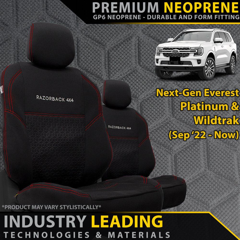 Ford Next-Gen Everest Platinum & Wildtrak Premium Neoprene 2x Front Row Seat Covers (Made to Order)
