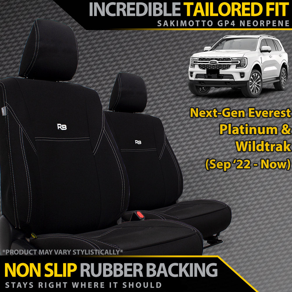 Ford Next-Gen Everest Platinum & Wildtrak Neoprene 2x Front Row Seat Covers (In Stock)