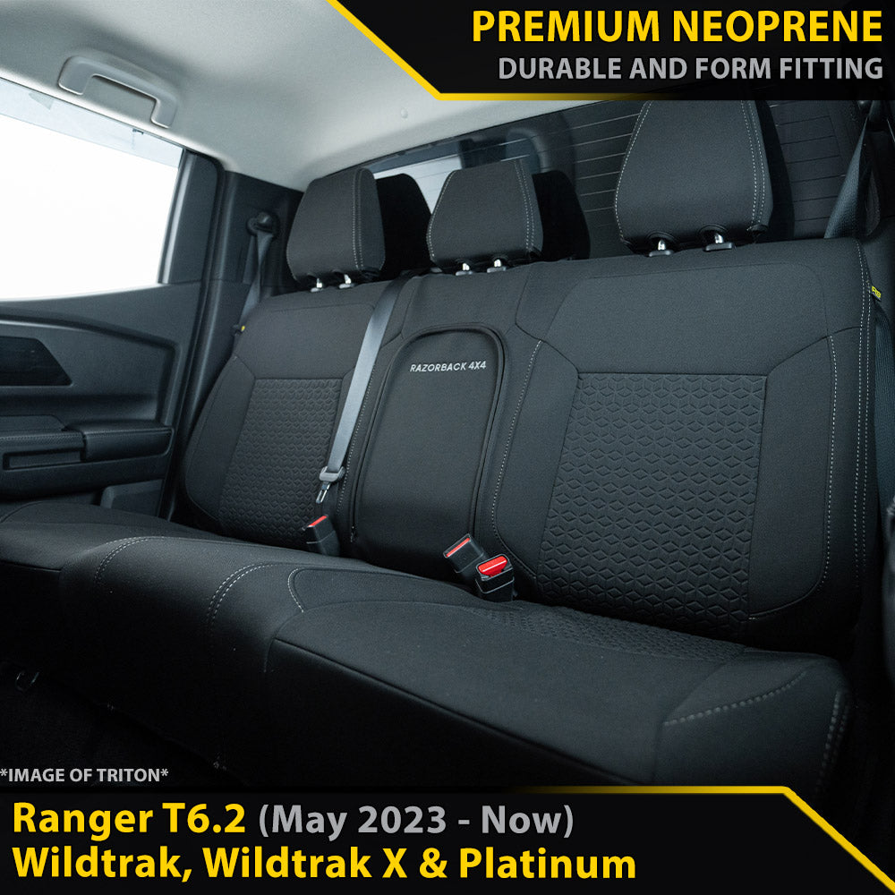 Ford Next-Gen Ranger T6.2 Wildtrak, Wildtrak X & Platinum Premium Neoprene Rear Row Seat Covers (Made to Order)
