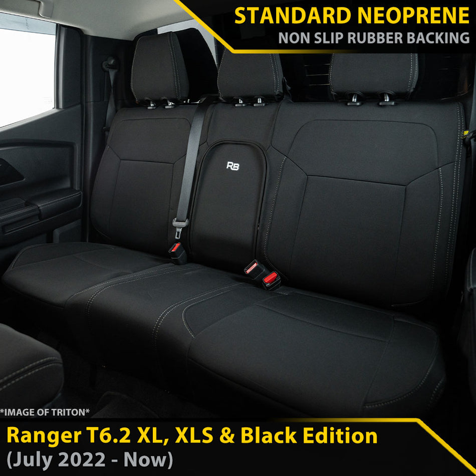 Ford Next-Gen Ranger T6.2 XL, XLS & Black Edition Neoprene Rear Row Seat Covers (In Stock)-Razorback 4x4