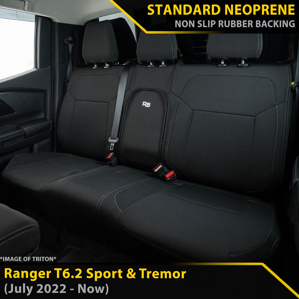 Ford Next-Gen Ranger T6.2 Sport & Tremor Neoprene Rear Row Seat Covers (In Stock)-Razorback 4x4