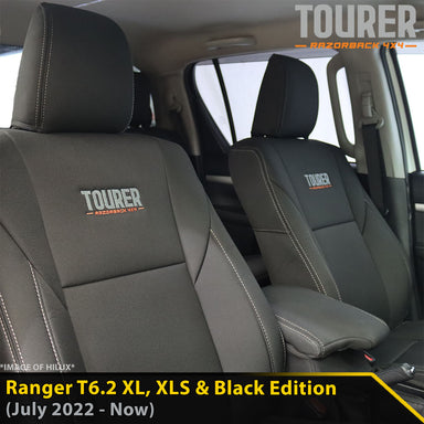 Ford Ranger Next-Gen T6.2 XL, XLS & Black Edition Tourer 2x Front Row Seat Covers (In Stock)-Razorback 4x4