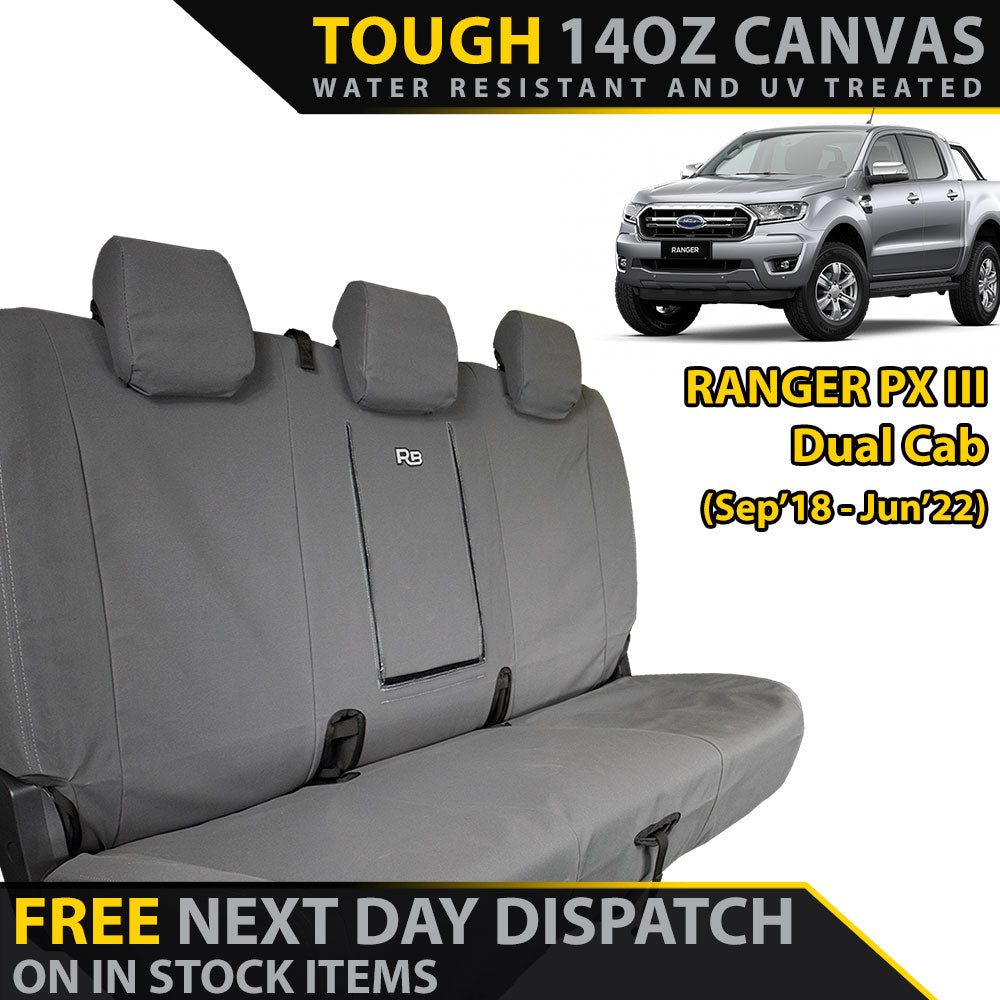 Ford Ranger PX III XP6 Tough Canvas Rear Row Seat Covers (In Stock)