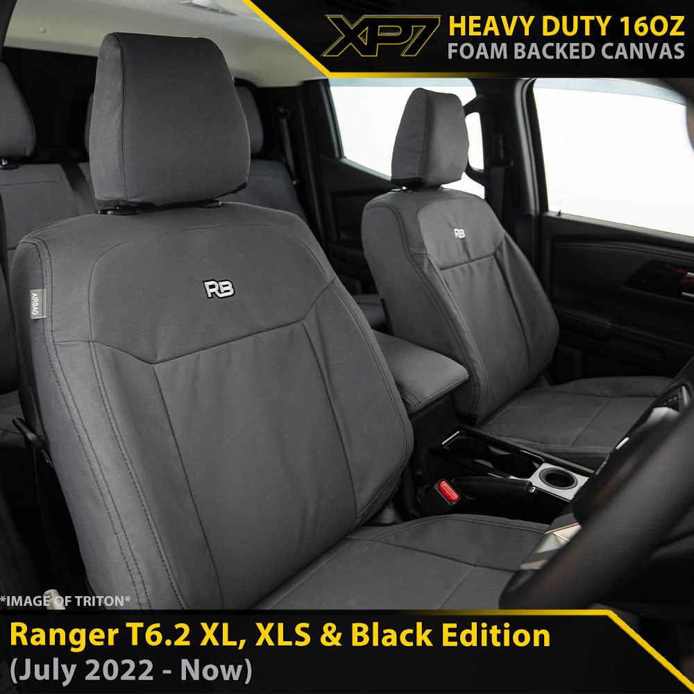 Ford Next-Gen Ranger T6.2 XL, XLS & Black Edition XP7 Heavy Duty Canvas 2x Front Seat Covers (In Stock)